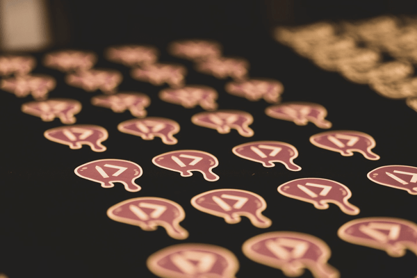 A row of violet zeroheight stickers displaying their wordmark.